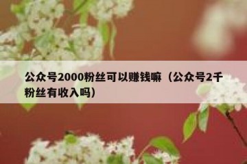 公众号2000粉丝可以赚钱嘛（公众号2千粉丝有收入吗）