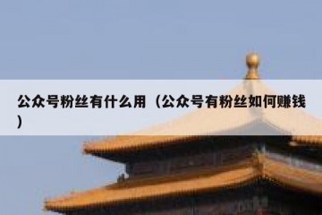 公众号粉丝有什么用（公众号有粉丝如何赚钱）