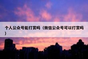 个人公众号能打赏吗（微信公众号可以打赏吗）