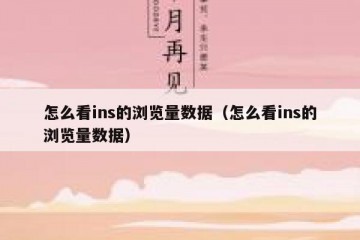 怎么看ins的浏览量数据（怎么看ins的浏览量数据）