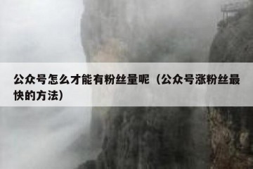 公众号怎么才能有粉丝量呢（公众号涨粉丝最快的方法）