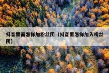 抖音里面怎样加粉丝团（抖音里怎样加入粉丝团）