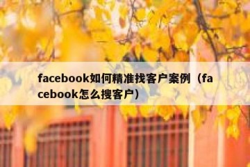 facebook如何精准找客户案例（facebook怎么搜客户）