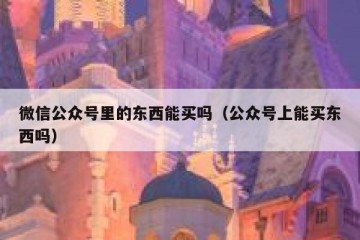 微信公众号里的东西能买吗（公众号上能买东西吗）