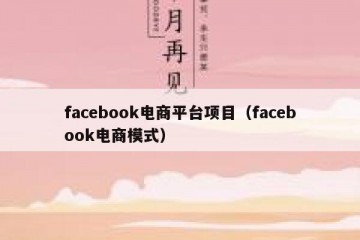 facebook电商平台项目（facebook电商模式）