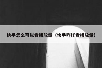 快手怎么可以看播放量（快手咋样看播放量）