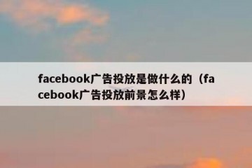 facebook广告投放是做什么的（facebook广告投放前景怎么样）