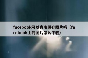 facebook可以直接保存图片吗（facebook上的图片怎么下载）