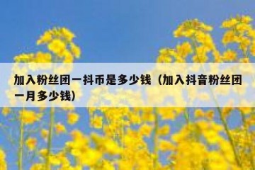 加入粉丝团一抖币是多少钱（加入抖音粉丝团一月多少钱）