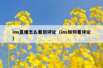 ins直播怎么看到评论（ins如何看评论）