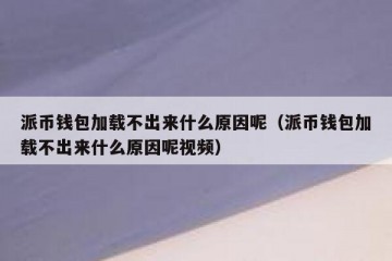 派币钱包加载不出来什么原因呢（派币钱包加载不出来什么原因呢视频）