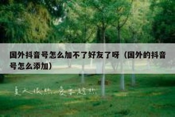 国外抖音号怎么加不了好友了呀（国外的抖音号怎么添加）