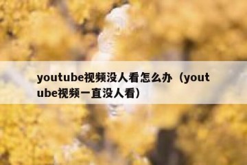 youtube视频没人看怎么办（youtube视频一直没人看）