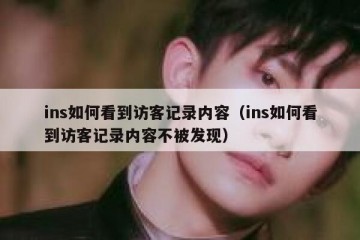 ins如何看到访客记录内容（ins如何看到访客记录内容不被发现）