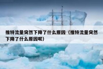 推特流量突然下降了什么原因（推特流量突然下降了什么原因呢）