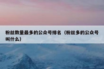 粉丝数量最多的公众号排名（粉丝多的公众号叫什么）