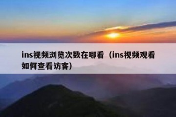 ins视频浏览次数在哪看（ins视频观看如何查看访客）