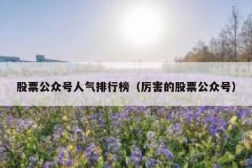 股票公众号人气排行榜（厉害的股票公众号）