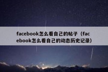facebook怎么看自己的帖子（facebook怎么看自己的动态历史记录）