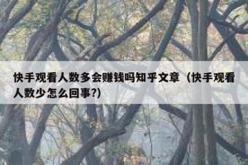 快手观看人数多会赚钱吗知乎文章（快手观看人数少怎么回事?）