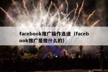 facebook推广操作逸途（facebook推广是做什么的）