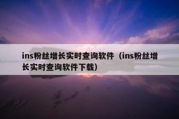 ins粉丝增长实时查询软件（ins粉丝增长实时查询软件下载）