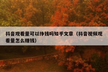 抖音观看量可以挣钱吗知乎文章（抖音视频观看量怎么赚钱）