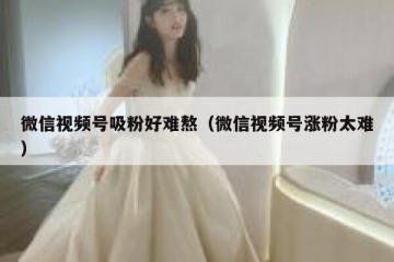 微信视频号吸粉好难熬（微信视频号涨粉太难）