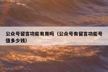 公众号留言功能有用吗（公众号有留言功能号值多少钱）
