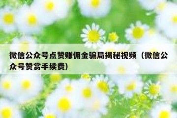 微信公众号点赞赚佣金骗局揭秘视频（微信公众号赞赏手续费）