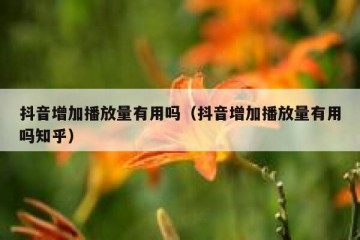 抖音增加播放量有用吗（抖音增加播放量有用吗知乎）