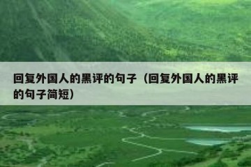 回复外国人的黑评的句子（回复外国人的黑评的句子简短）