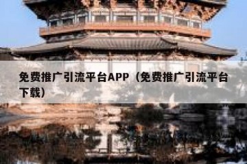免费推广引流平台APP（免费推广引流平台下载）