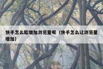 快手怎么能增加浏览量呢（快手怎么让浏览量增加）