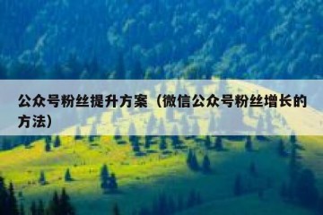 公众号粉丝提升方案（微信公众号粉丝增长的方法）