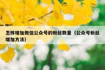 怎样增加微信公众号的粉丝数量（公众号粉丝增加方法）