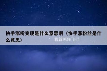快手涨粉变现是什么意思啊（快手涨粉丝是什么意思）