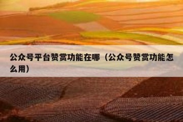 公众号平台赞赏功能在哪（公众号赞赏功能怎么用）