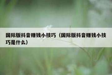 国际版抖音赚钱小技巧（国际版抖音赚钱小技巧是什么）