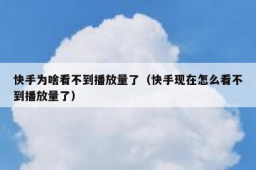 快手为啥看不到播放量了（快手现在怎么看不到播放量了）