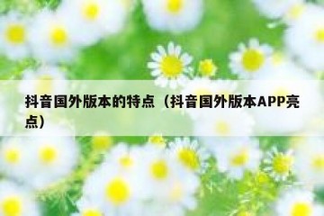 抖音国外版本的特点（抖音国外版本APP亮点）