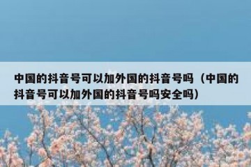 中国的抖音号可以加外国的抖音号吗（中国的抖音号可以加外国的抖音号吗安全吗）