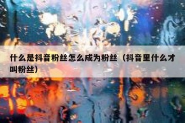什么是抖音粉丝怎么成为粉丝（抖音里什么才叫粉丝）