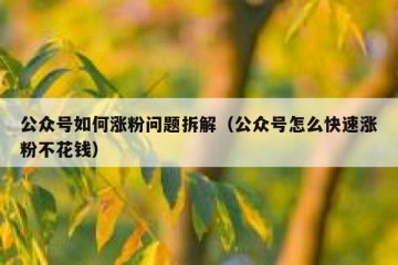 公众号如何涨粉问题拆解（公众号怎么快速涨粉不花钱）