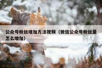 公众号粉丝增加方法视频（微信公众号粉丝量怎么增加）