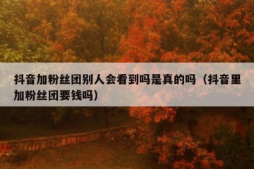 抖音加粉丝团别人会看到吗是真的吗（抖音里加粉丝团要钱吗）