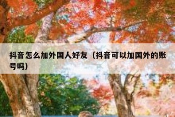 抖音怎么加外国人好友（抖音可以加国外的账号吗）