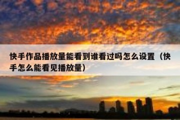 快手作品播放量能看到谁看过吗怎么设置（快手怎么能看见播放量）