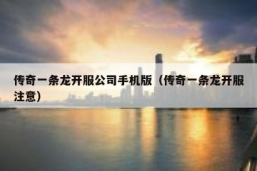 传奇一条龙开服公司手机版（传奇一条龙开服注意）
