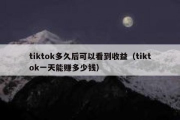 tiktok多久后可以看到收益（tiktok一天能赚多少钱）